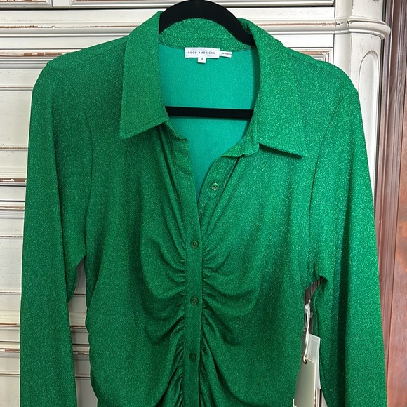 Good American Summer Green Sparkly Button-Up Size 4 (XL) - Picture 4 of 8